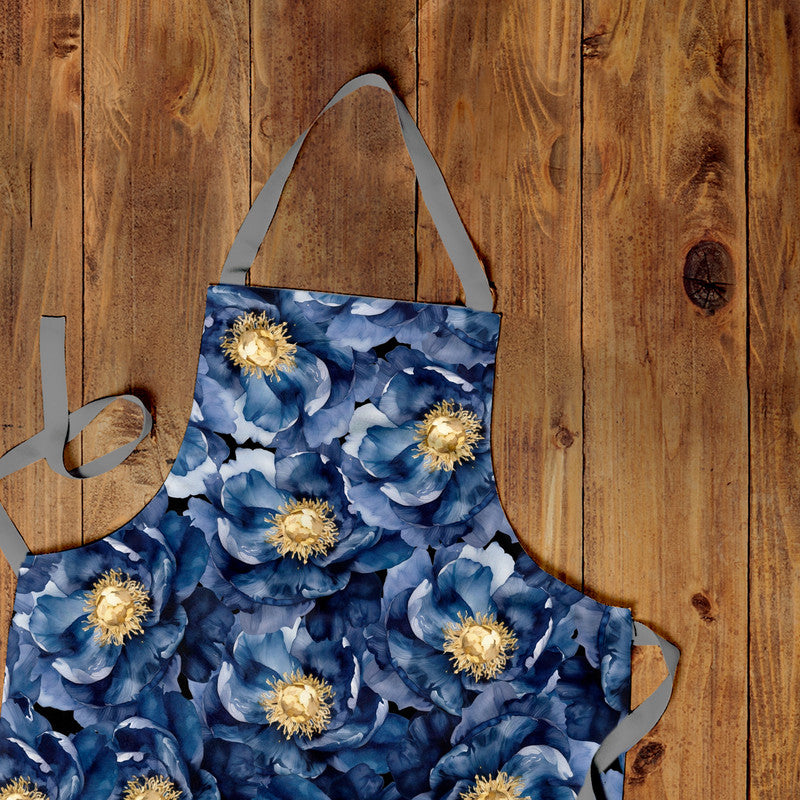 Blue Blossoms Medium Length Apron By Mark Van Vuuren