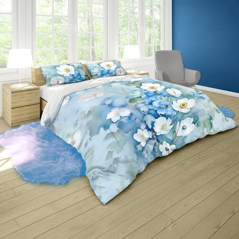 Blue Blossoms Fade Duvet Cover Set