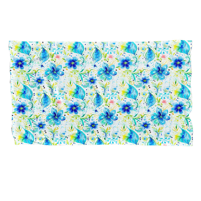 Blue Blossoms Light Bed Throw