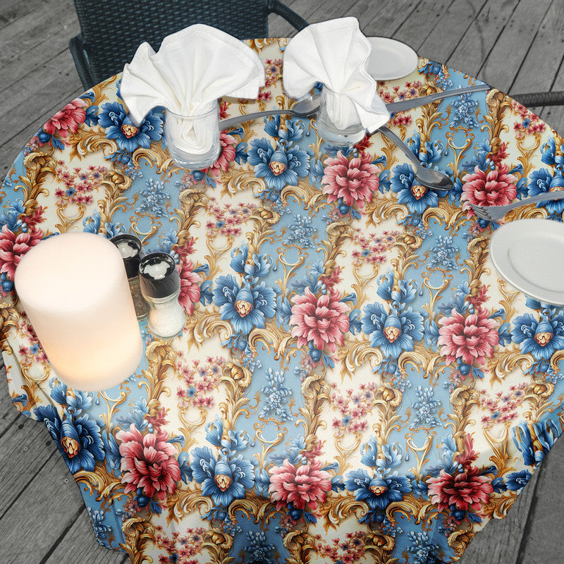 Blue Cream Pink Round Tablecloth