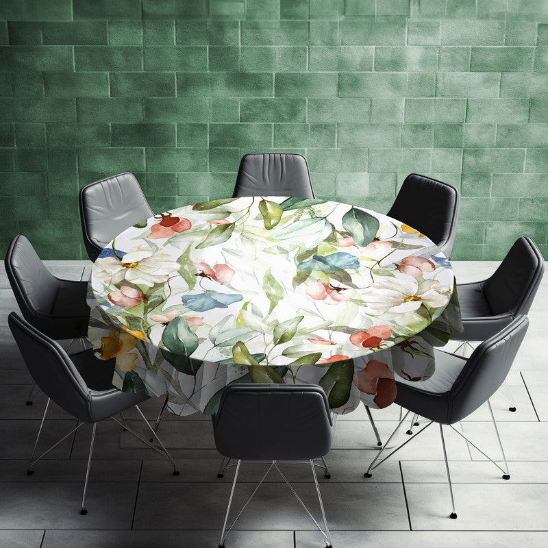 Blue Green Flower Vines Round Tablecloth by Mark van Vuuren