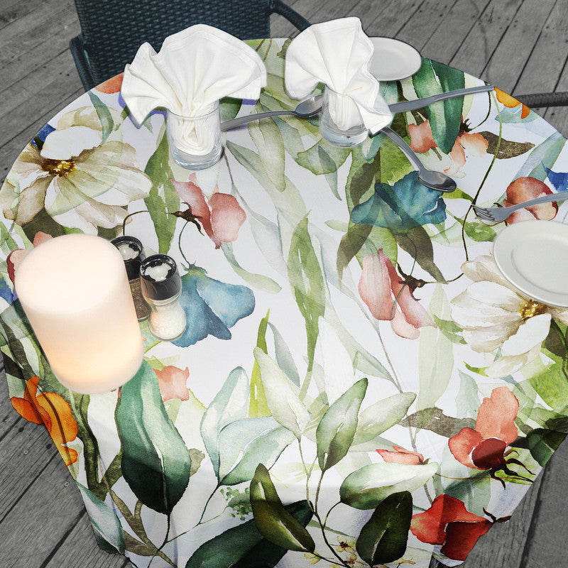 Blue Green Flower Vines Round Tablecloth by Mark van Vuuren