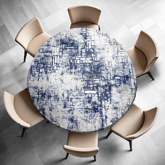 Blue Hash Abstract Round Tablecloth