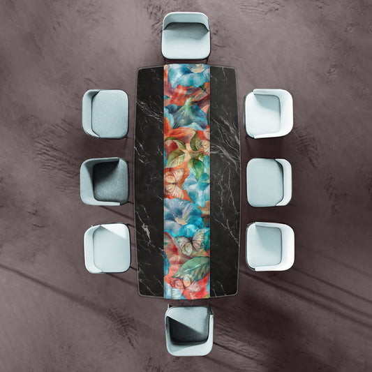 Blue Ocean Flower Pattern Table Runner by Mark van Vuuren