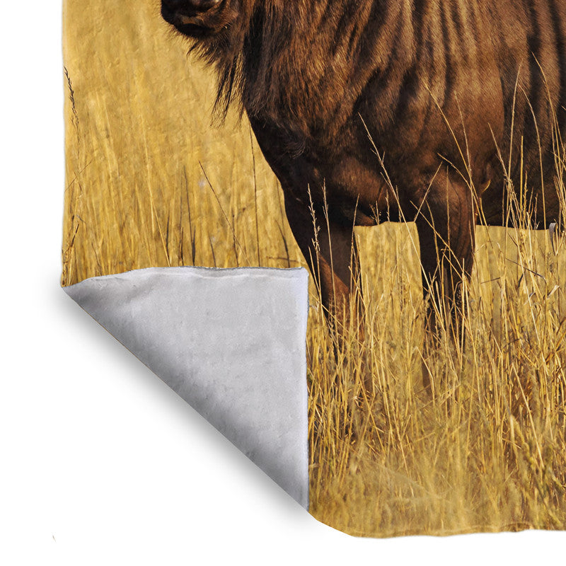 Blue Wildebeest Golden Hou Light Weigt Fleece Blanket By Fanie Heymans