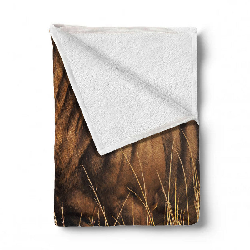Blue Wildebeest Golden Hou Light Weigt Fleece Blanket By Fanie Heymans