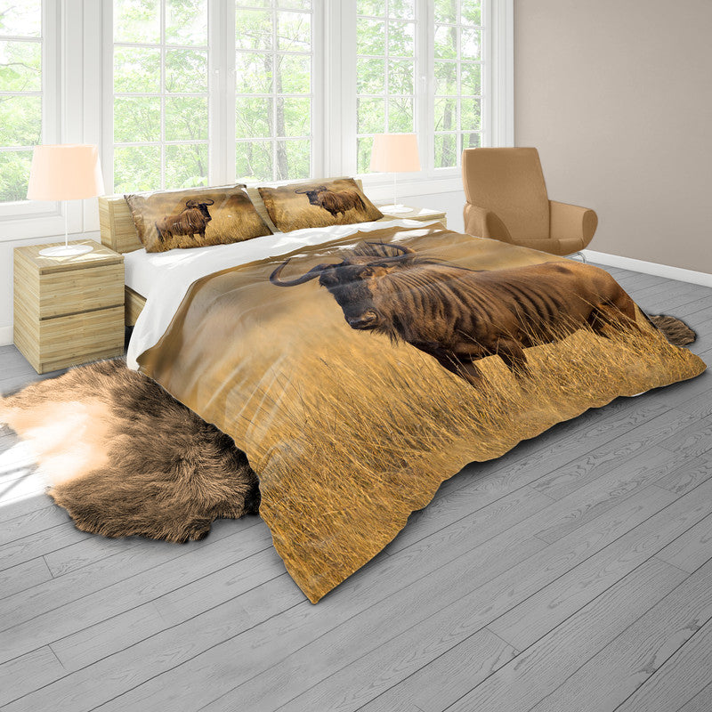 Blue Wildebeest Golden Hour By Fanie Heymans Duvet Cover Set