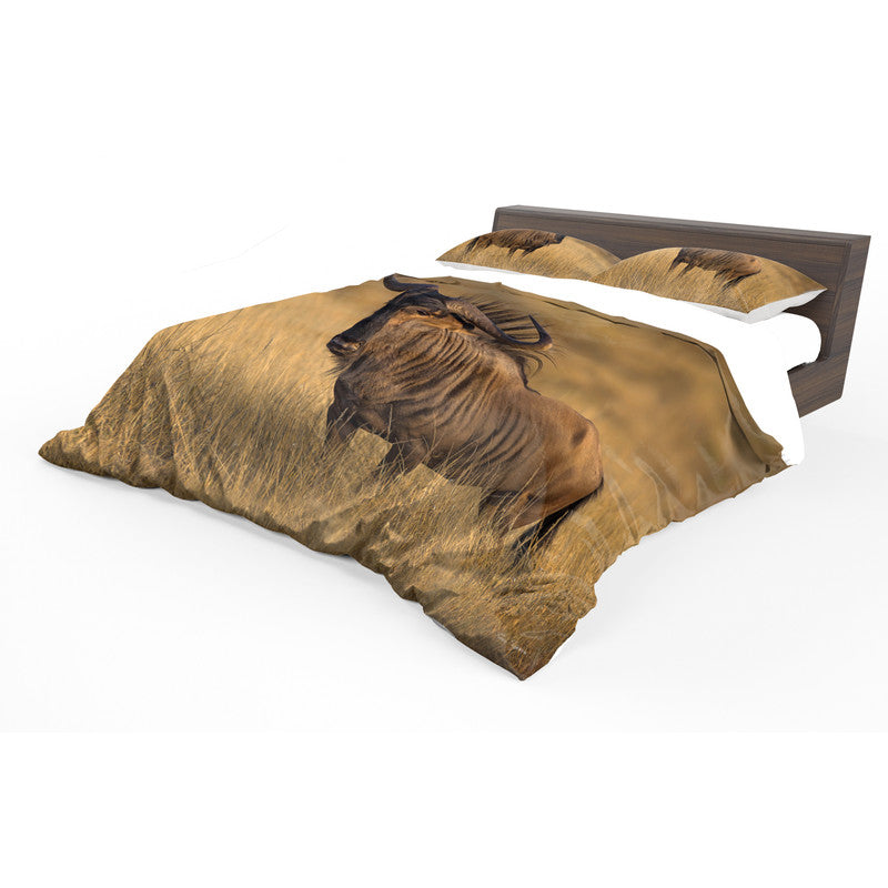 Blue Wildebeest Golden Hour By Fanie Heymans Duvet Cover Set