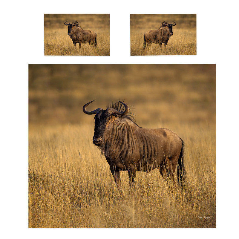 Blue Wildebeest Golden Hour By Fanie Heymans Duvet Cover Set