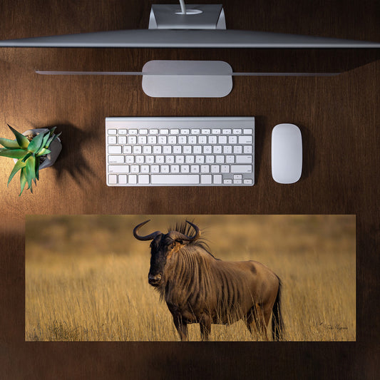 Blue Wildebeest Golden Hour Large Desk Pad By Fanie Heymans