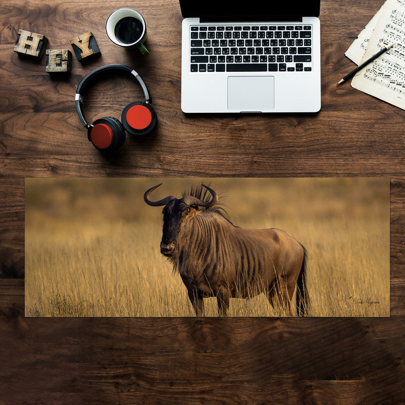 Blue Wildebeest Golden Hour Large Desk Pad By Fanie Heymans