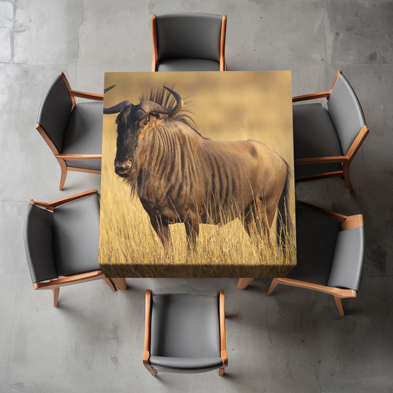 Blue Wildebeest Golden Hour Square Tablecloth By Fanie Heymans