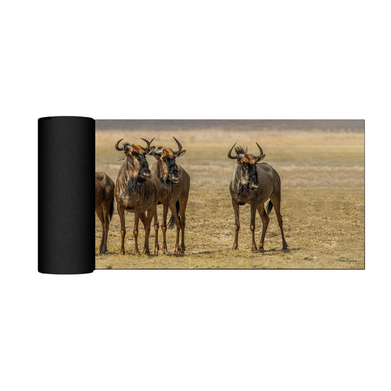 Blue Wildebeest Herd Desk Pad by Fanie Heymans