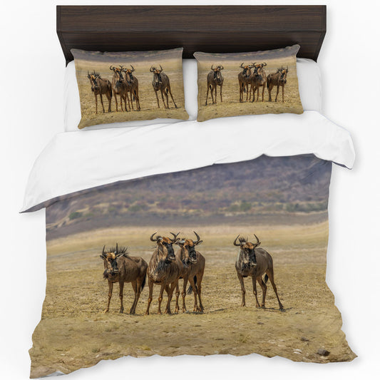 Blue Wildebeest Herd Duvet Cover Set by Fanie Heymans
