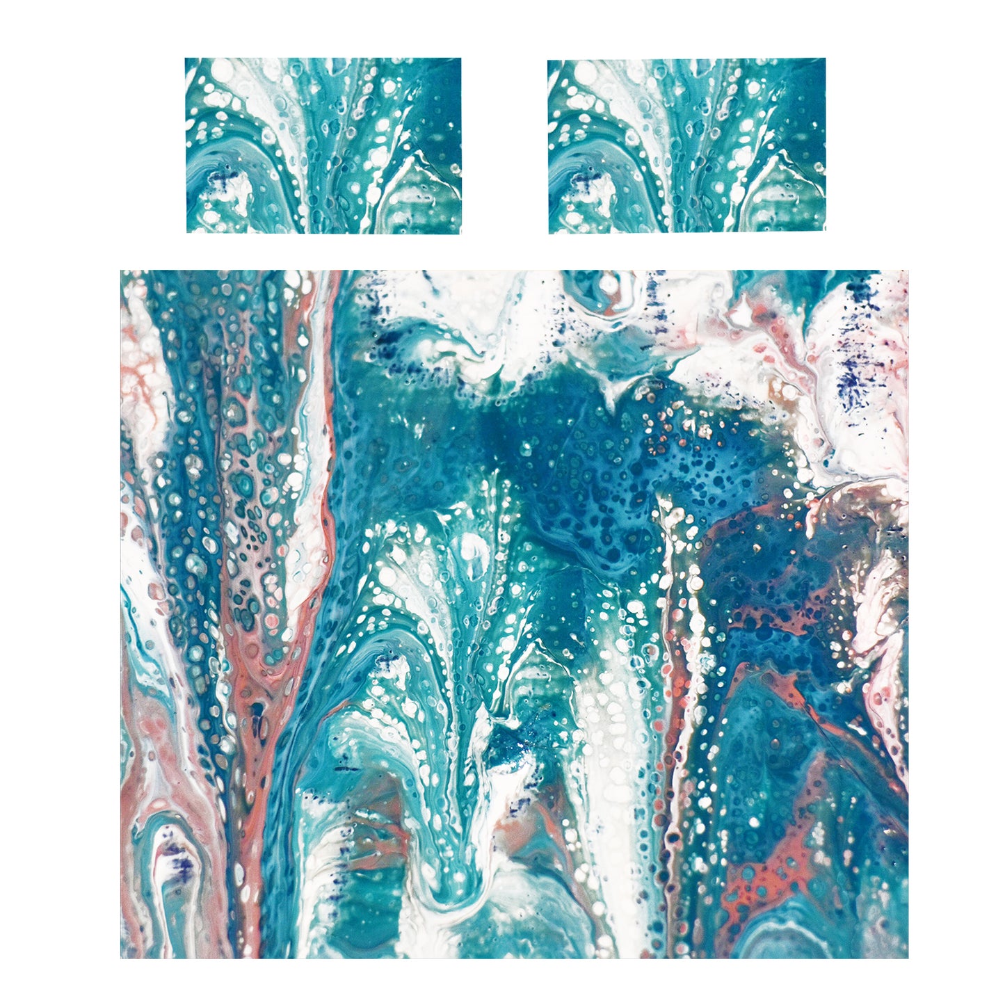 Blue Abstract Paint Strokes Duvet Cover Set