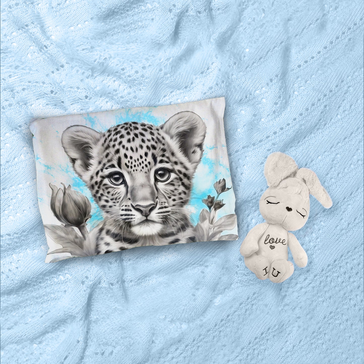 Blue Baby Leopard By Nathan Pieterse Cot Duvet Set
