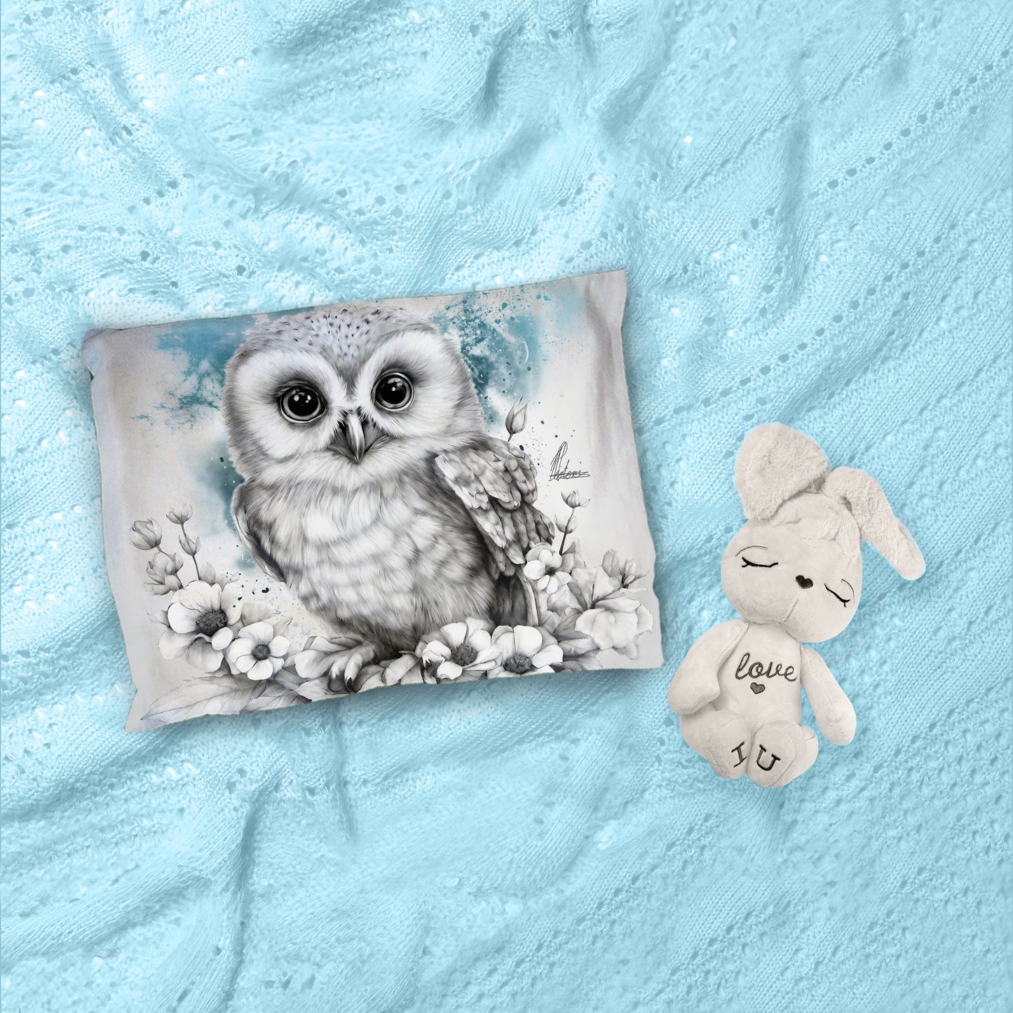Blue Baby Owl Cot Duvet Set By Nathan Pieterse