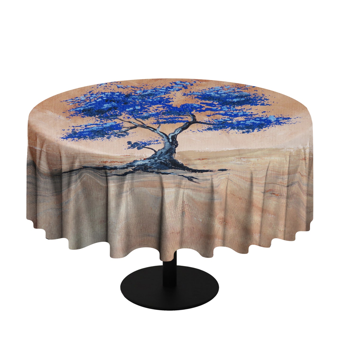 Blue Blossom Tree Round Tablecloth By Wikus Hattingh