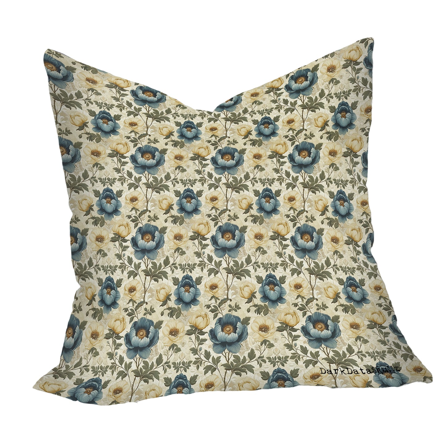 Blue Floral on Beige Luxury Scatter By Wikus Schalkwyk