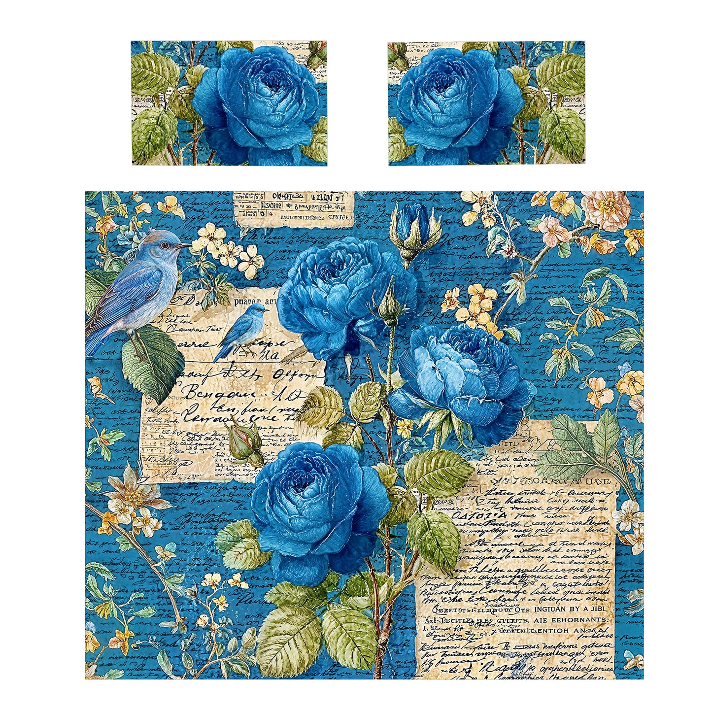 Blue Rose Duvet Cover Set