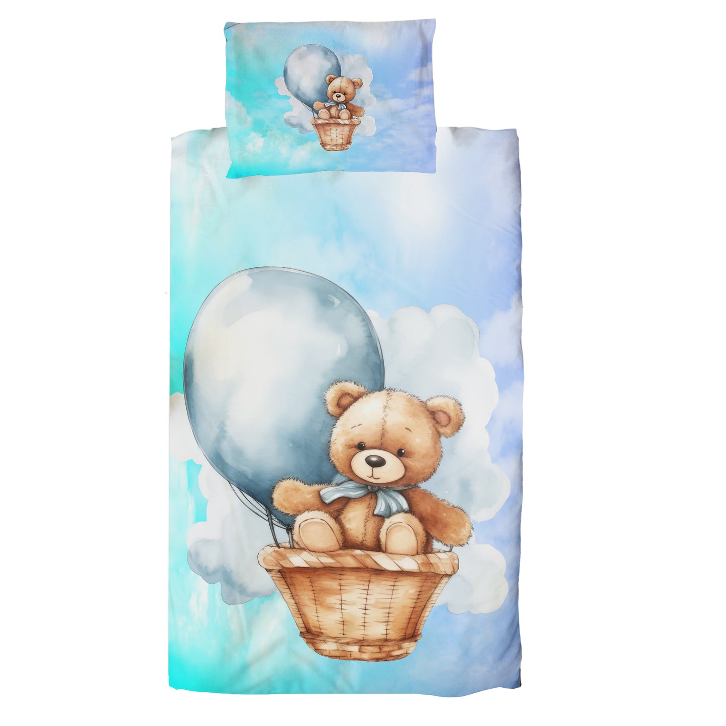 Blue Teddybear Cot Duvet Set
