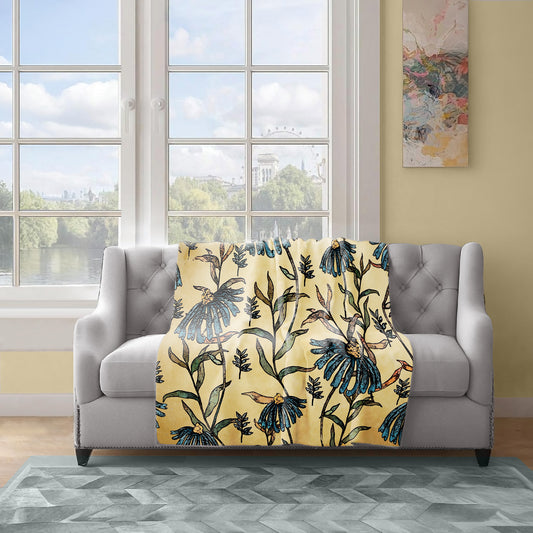 Blue Flowers Light Weight Fleece Blanket By Mark van Vuuren