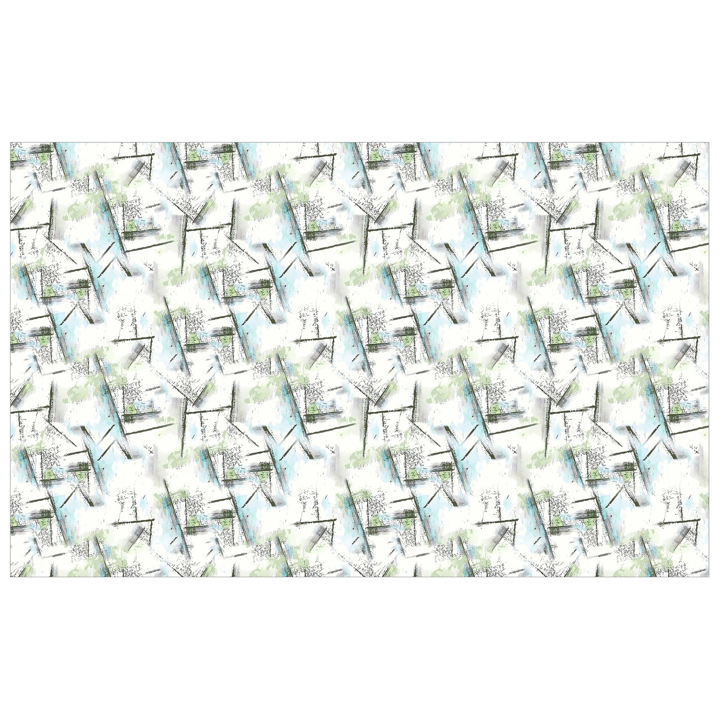 Blue and Green Lines on White Rectangle Tablecloth