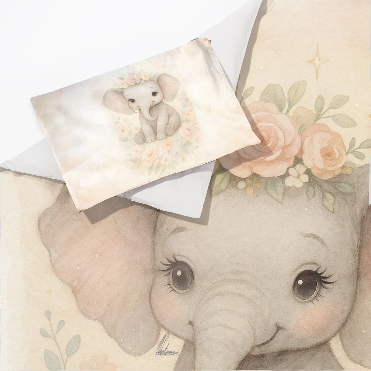 Blush Baby Elephant Princess Cot Set by Nathan Pieterse