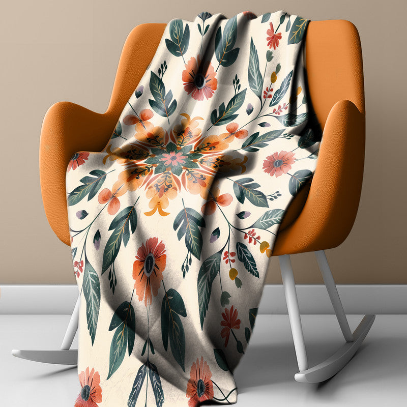 Bohemian Mandala Flora Light Weight Fleece Blanket by Wikus Schalkwyk