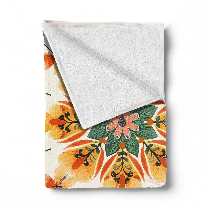 Bohemian Mandala Flora Light Weight Fleece Blanket by Wikus Schalkwyk