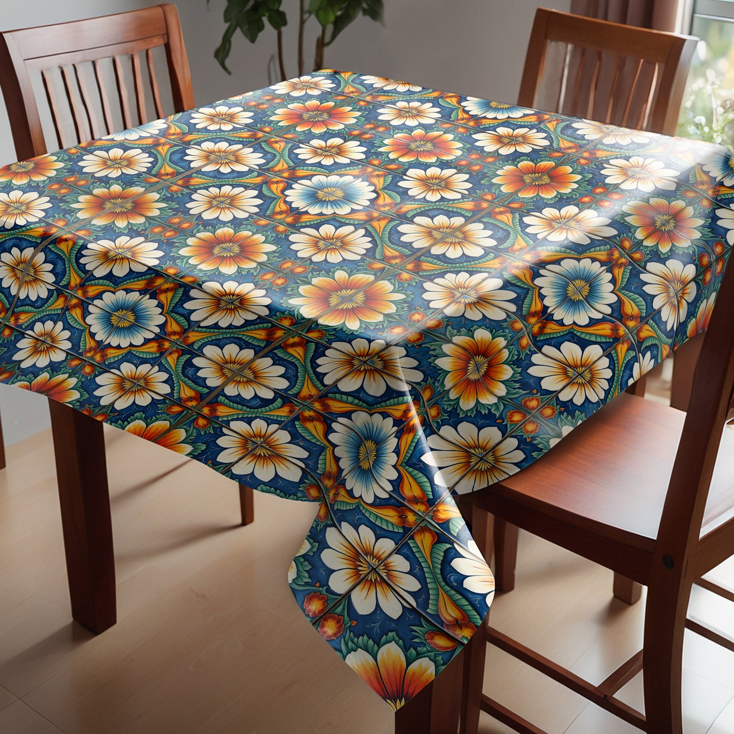 Bohemian Floral Reflect Square Tablecloth