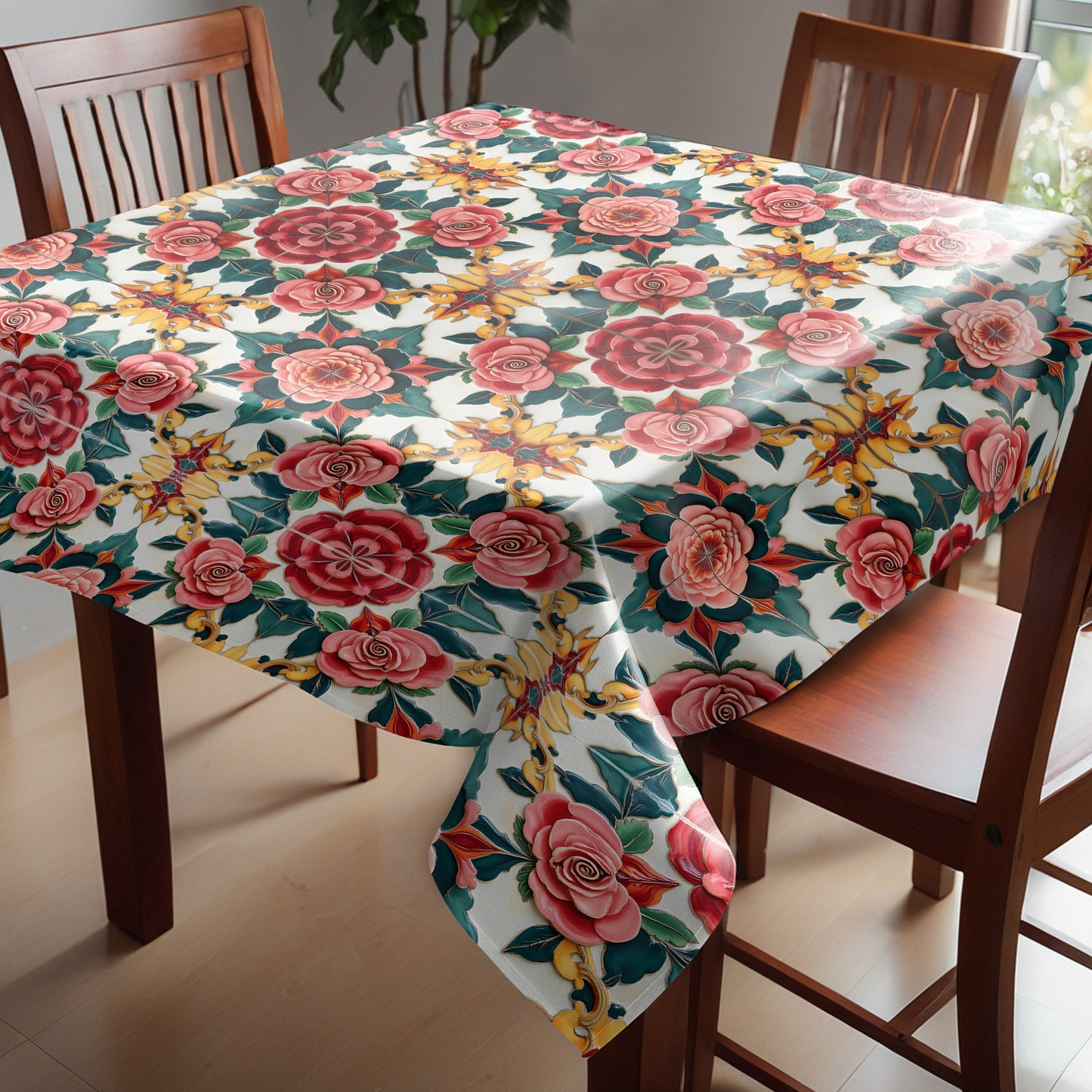 Bohemian Rose Square Tablecloth