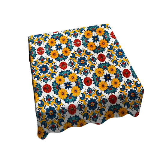 Bohemian Tiled Floral Art Square Tablecloth