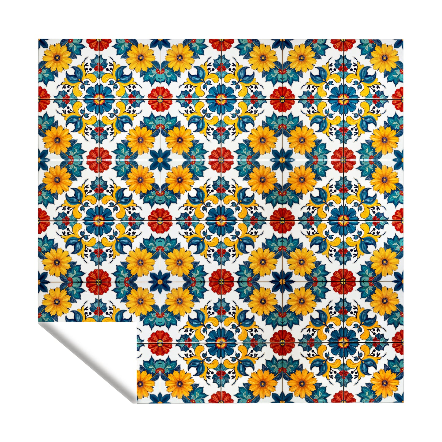 Bohemian Tiled Floral Art Square Tablecloth