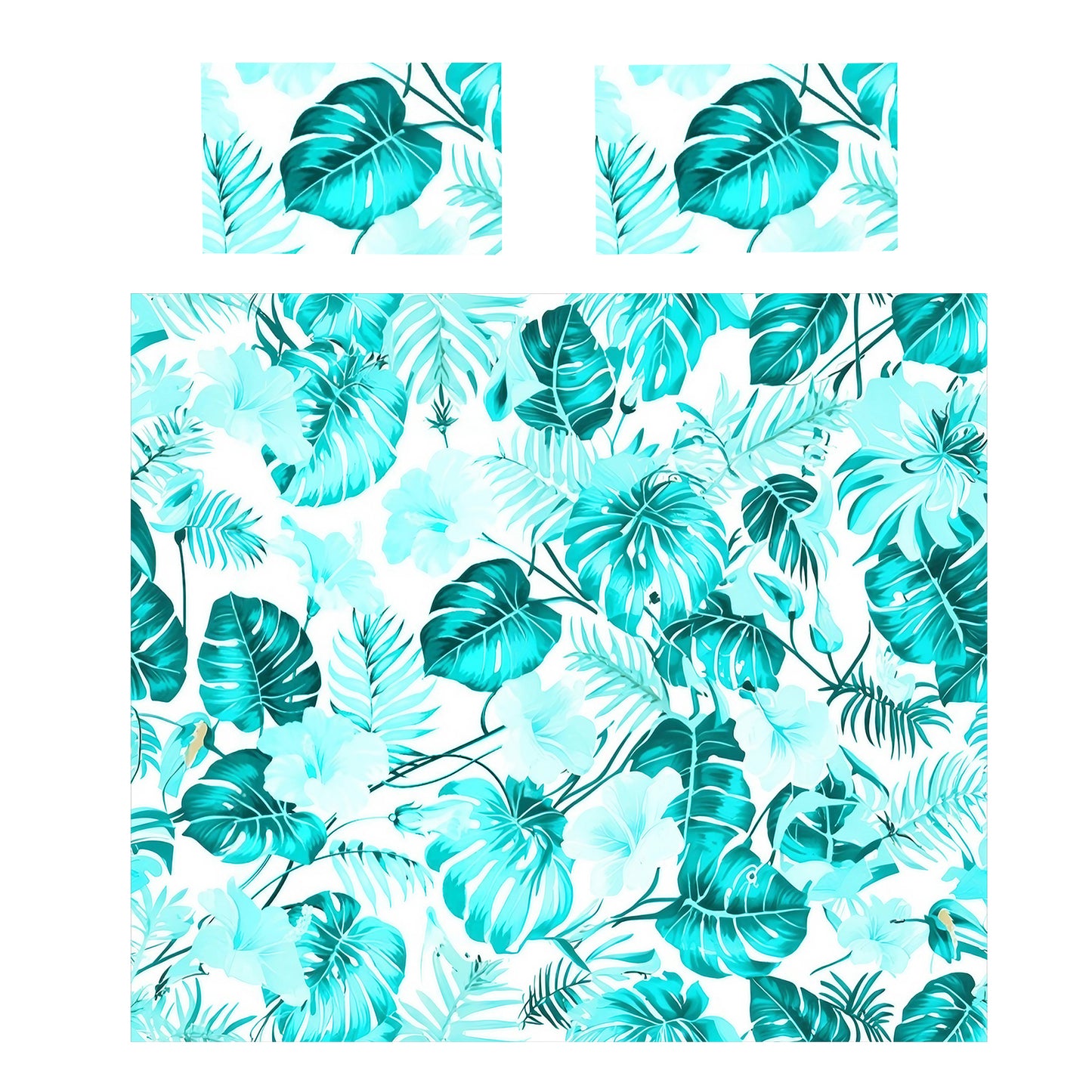 Bricht Aqua Leaves Duvet Cover Set