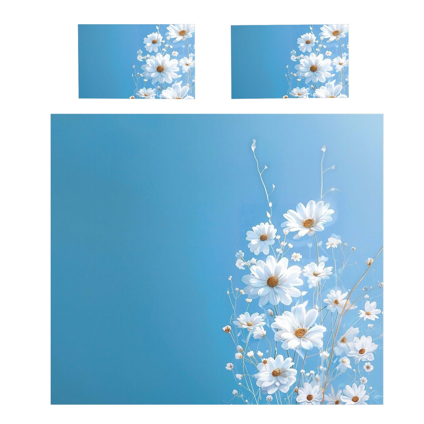 Bright Sun on White Flowers Duvet Cover Set