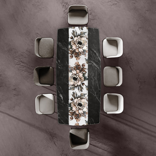 Brown Gravite Drawn Flowers Table Runner by Mark van Vuuren