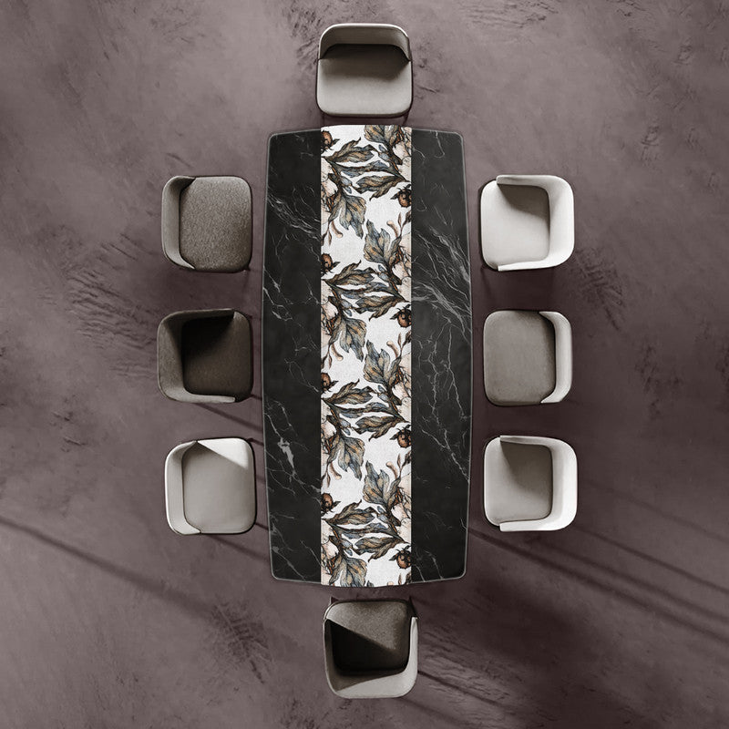 Brown Gravite Drawn Leaves Table Runner by Mark van Vuuren