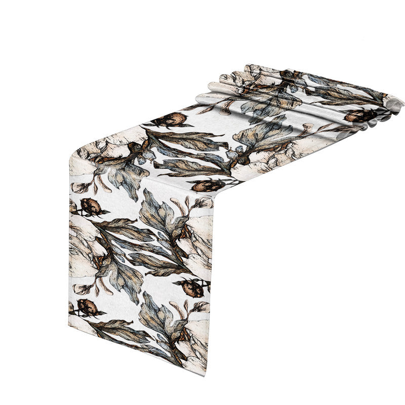 Brown Gravite Drawn Leaves Table Runner by Mark van Vuuren