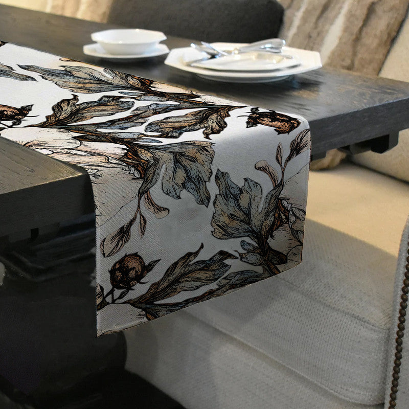 Brown Gravite Drawn Leaves Table Runner by Mark van Vuuren