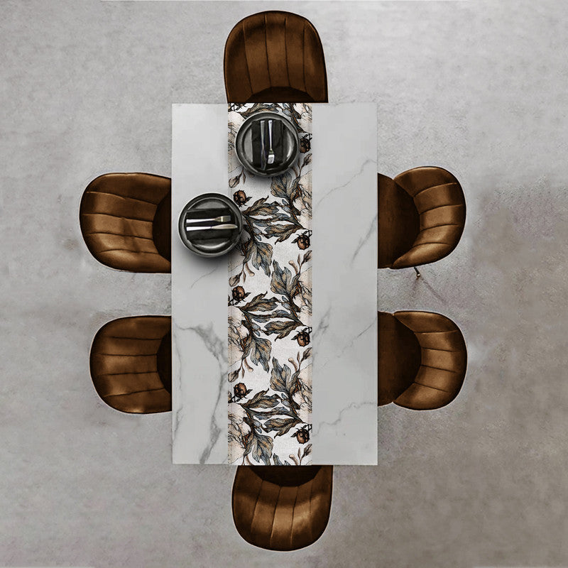 Brown Gravite Drawn Leaves Table Runner by Mark van Vuuren