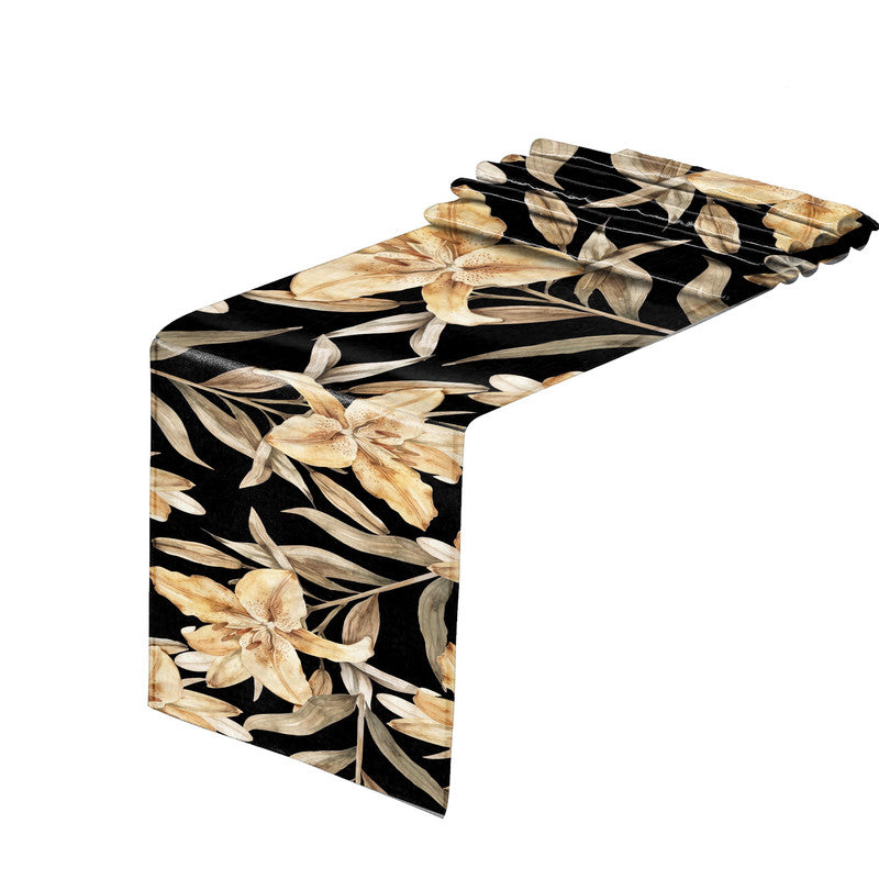 Brown Lily Flower on Black Table Runner By Mark Van Vuuren