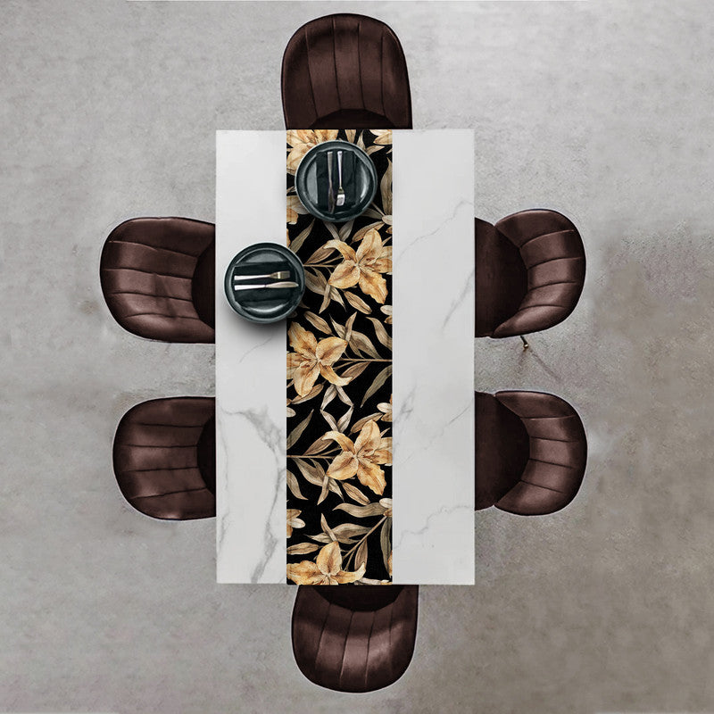 Brown Lily Flower on Black Table Runner By Mark Van Vuuren