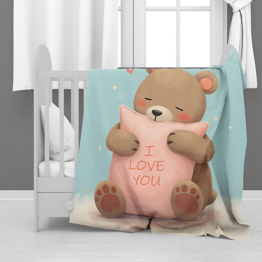 Brown Bear Loves You Minky Blanket
