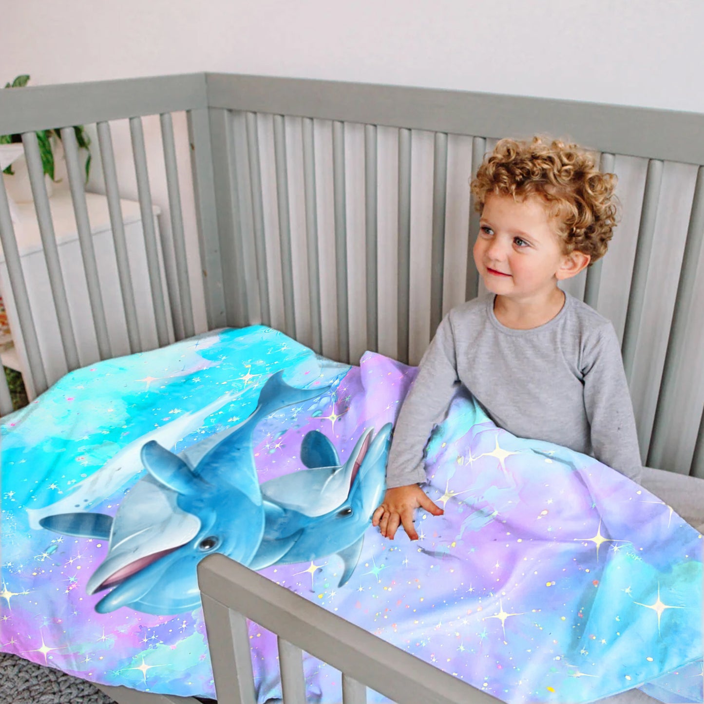 Bubble Dolphin Cot Set
