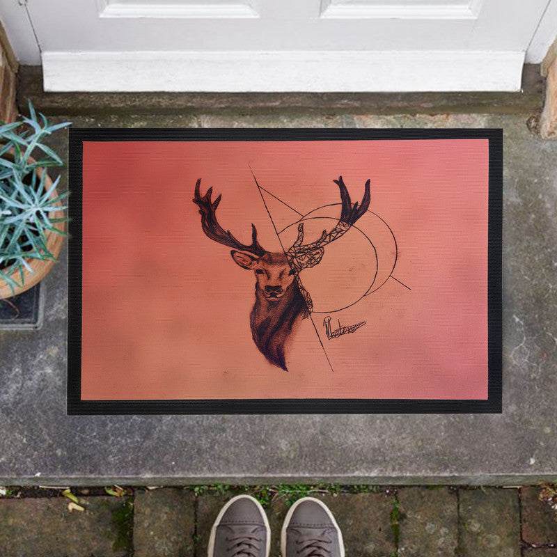 Buck In The Matrix Door Mat by Nathan Pieterse