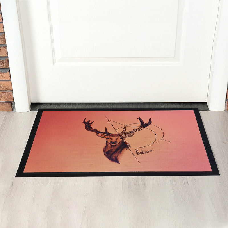 Buck In The Matrix Door Mat by Nathan Pieterse