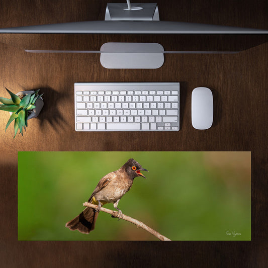 Bulbul Calling Large Desk Pad by Fanie Heymans