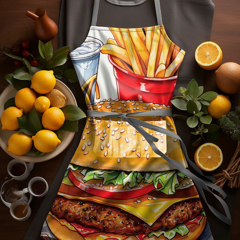 Burger and Chips Medium Length Apron