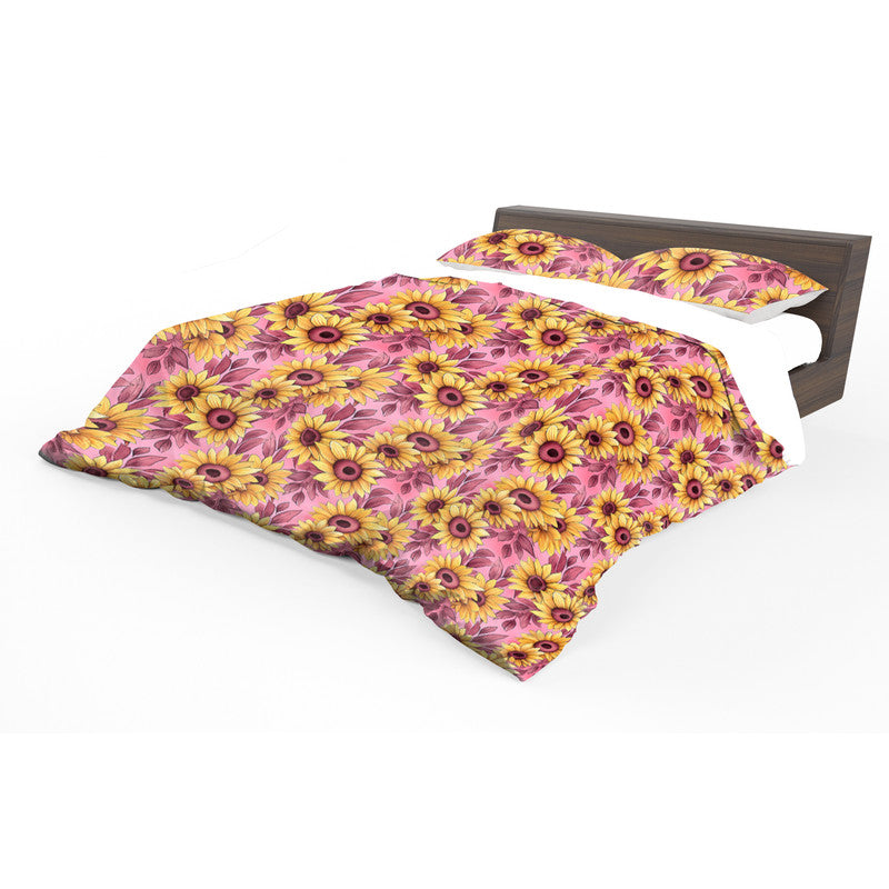 Burgundy Pink Sunflowers Duvet Cover Set
